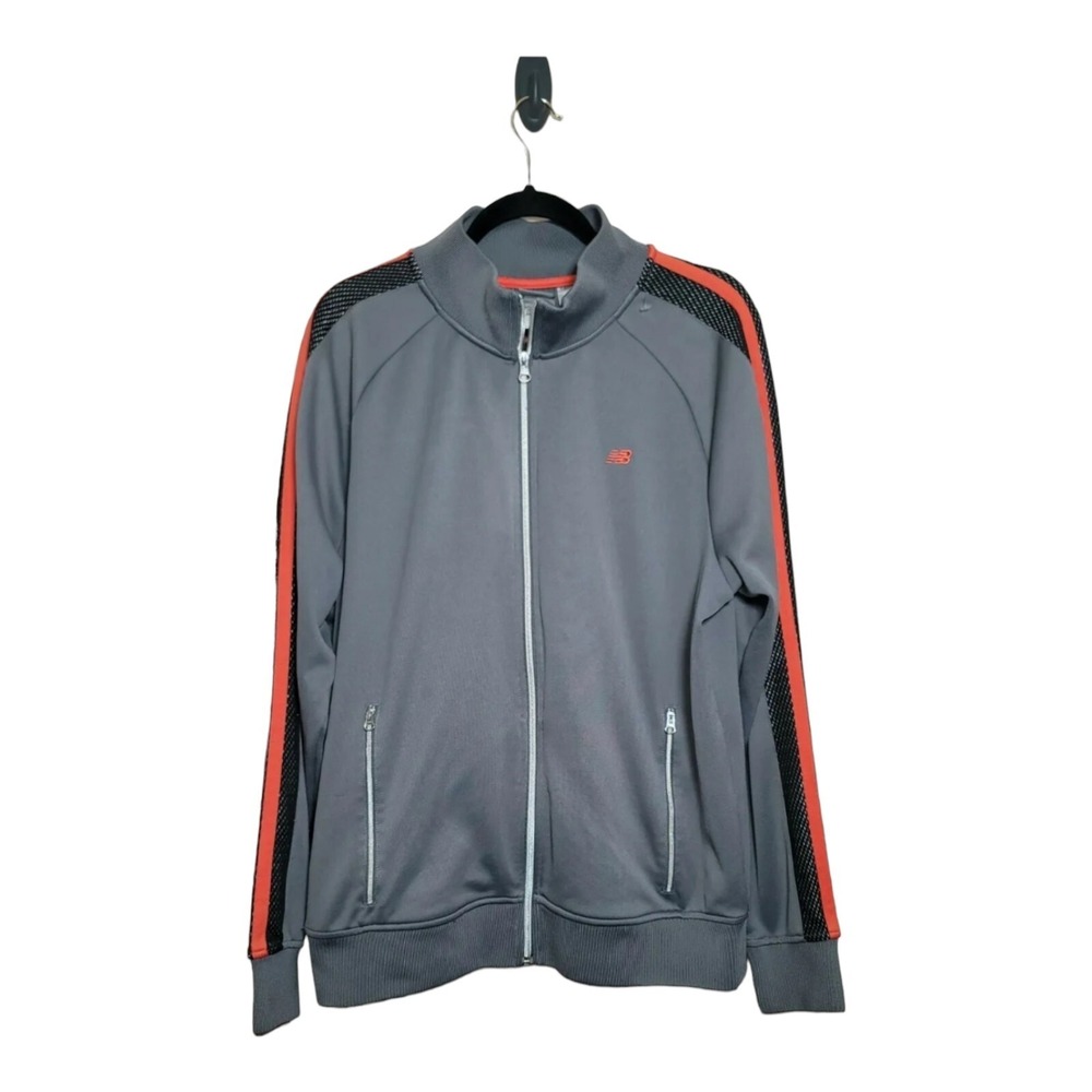 New Balance Men's Jacket Large Lightning Dry Zip Up Gray Orange